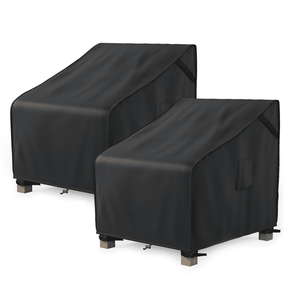 MR. COVER Patio Furniture Covers Waterproof, Outdoor Chair Covers for Rocking Chair, Heavy Duty Patio Adirondack Chair Cover Fits up to 32"W x 42"D x 35"H, Anti-UV, Fade Resistant, Black, 2 Pack