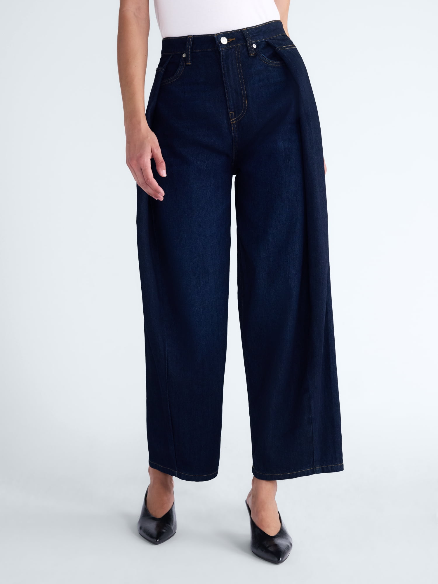 Scoop Women's and Women's Plus Deep Pleated Wide Leg Jean, Sizes 0-28W