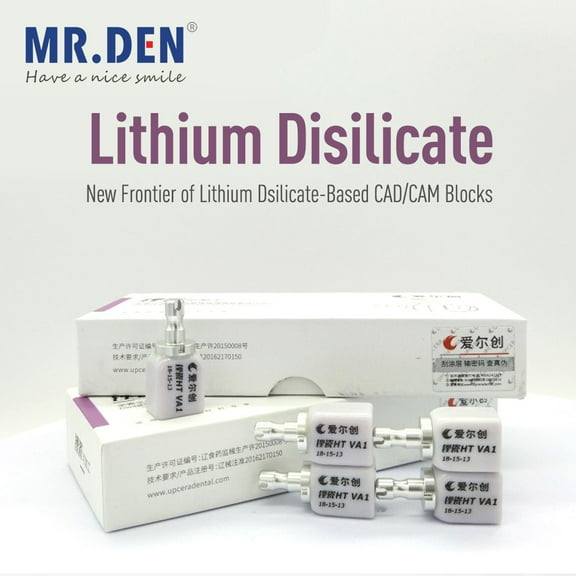 MR DEN 5pcs Upcera Dental Glass Ceramic Emax Lithium Disilicate CAD/CAM Block C14 HT LT Dental Lab Material