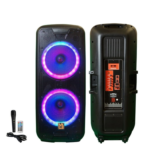 MR DJ 215BTA+ Dual 15" 5000W Battery Powered Bluetooth Speaker Microphone Party Speaker