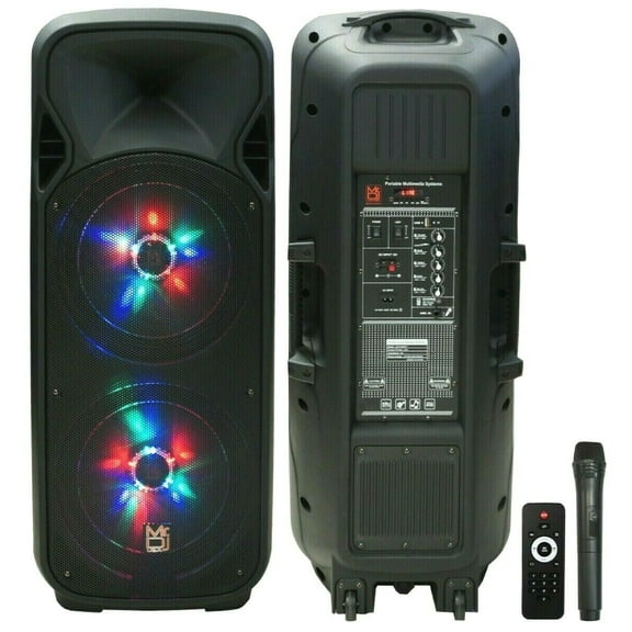 MR DJ 4000 Watts Dual 12" Rechargeable PA DJ Speaker / Bluetooth, Light, Echo