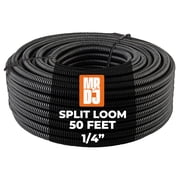 MR DJ 50 Feet 1/4 Black Split Loom Wire Flexible Tubing Wire Cover