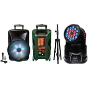 MR DJ DJ12BAT+ 12 Portable Bluetooth Speaker + Speaker Stand + 18-LED Moving Head DJ LightMR DJ DJ12BAT+ 12 Portable Bluetooth Speaker + Speaker Stand + 18-LED Moving Head DJ Light