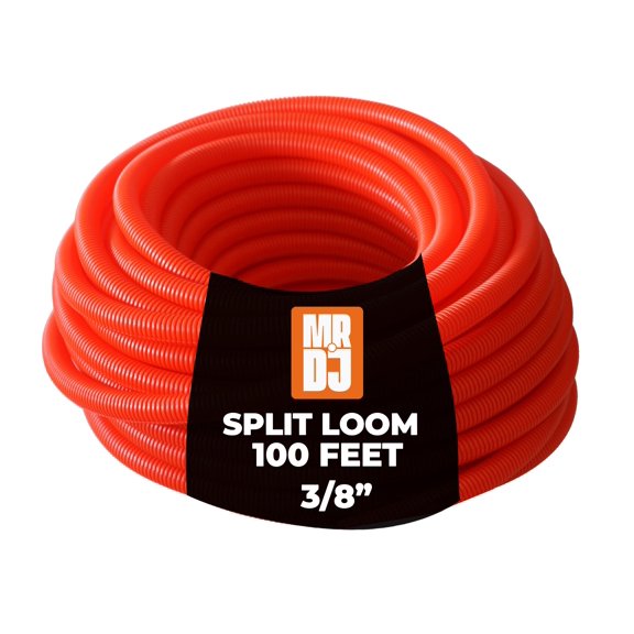 MR DJ DSLT38RD 100' 3/8" 10mm Red Split Wire Loom Conduit Tubing Sleeve Tube