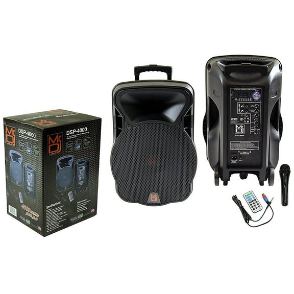 MR DJ DSP4000 15" 2 Way Portable Speaker with Bluetooth, FM Radio, USB/SD & DSP Player Technology