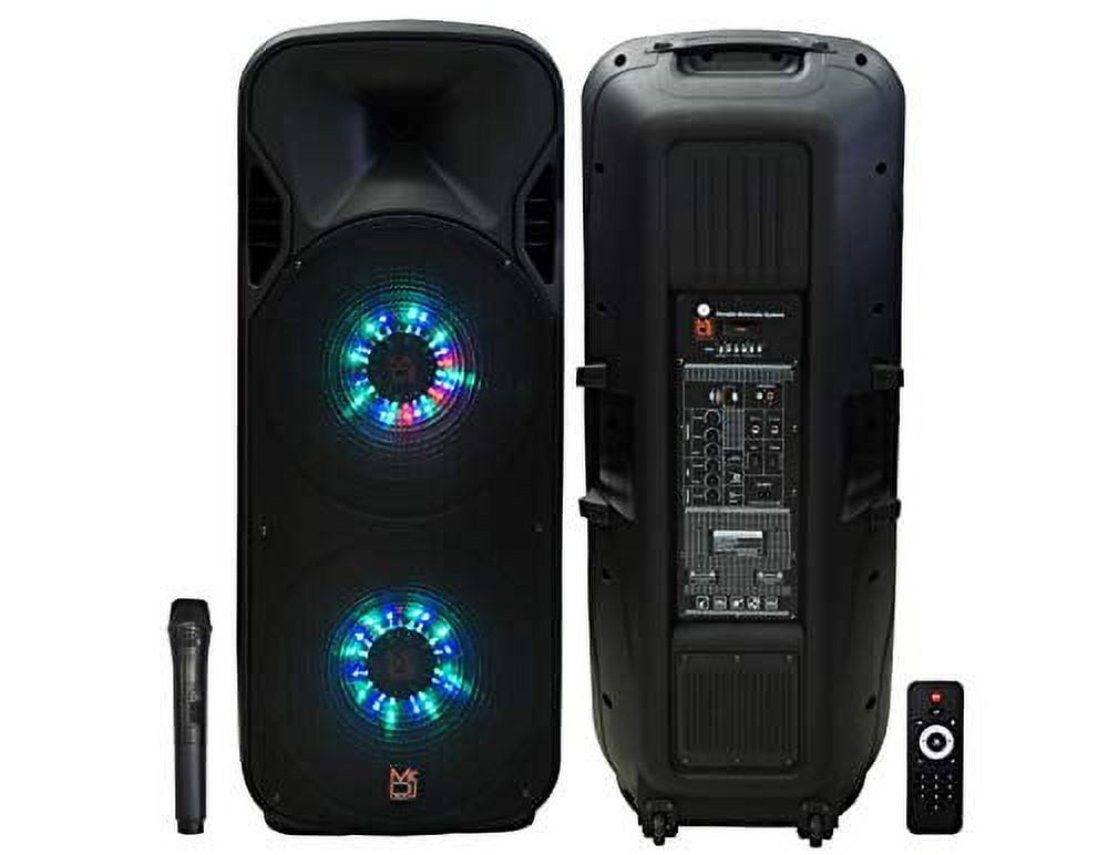 MR DJ Dual 15" 3Way 5000W DJ Active Speaker Powered PA Party BT USB Speaker MIC