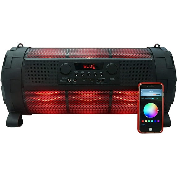 MR DJ EXATUBE Bluetooth SpeakerLoud Karaoke Boombox Bluetooth LED APP Portable Speaker 8" Woofer Powered Battery
