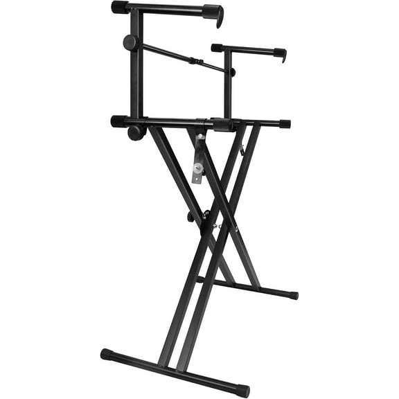 MR DJ KS650 2 Tier Doubled Keyboard Stand Adjustable Locking Straps & Quick Release