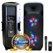 MR DJ LETS-PARTY Dual 12 Battery Powered Bluetooth Speaker Microphone Party Speaker