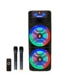 thumbnail image 1 of MR DJ NEWYORK 2.0 Dual 12" Rechargeable Portable Bluetooth Karaoke Speaker Party Flame Lights with 2 Wireless Microphone TWS USB FM Radio, 1 of 18