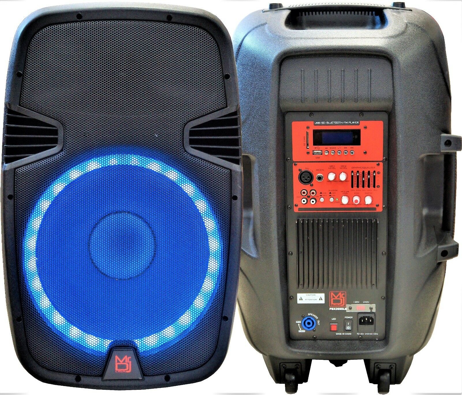 MR DJ PBX2690LB 15" 2-way Portable Speaker with LED Lighting, Built-in Bluetooth - image 1 of 3