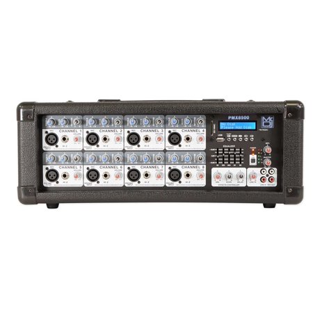 MR DJ PMX8500 3000 Watts Powered 8 Channel Mixer with Bluetooth USB 5 Band EQ Effects