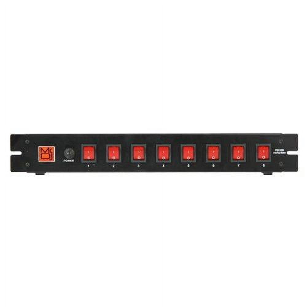MR DJ PSC250 Rack Mountable 8 Port Power Switcher Surge Protectors Red Toggles ON / OFF Power Center, Power Strip, Power Supply, AC 110V/220V Outlet Surge Protector