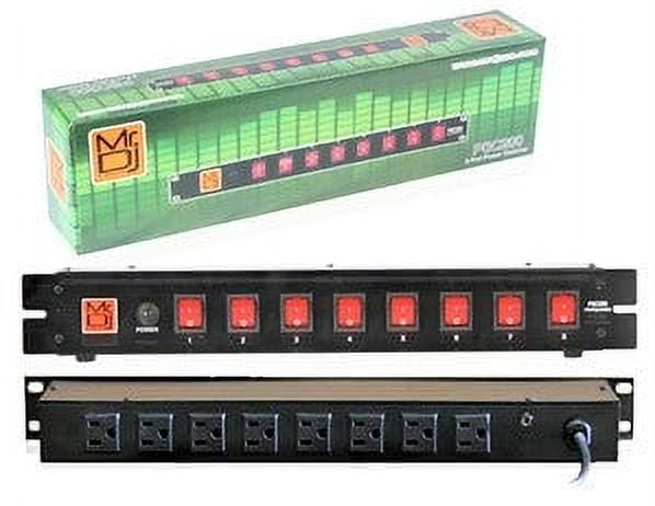 Stackable Power Switcher MR DJ PSC250 Rack Mountable 8 Port Power Switcher Surge Protectors Red ...