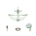 thumbnail image 1 of MR Direct 601 Crystal Vessel Sink Ensemble with a Brushed Nickel finish waterfall faucet, pop-up drain, and sink ring., 1 of 8