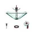 thumbnail image 1 of MR Direct 603 Crystal Vessel Sink Ensemble with an Oil-rubbed Bronze finish waterfall faucet, pop-up drain, and sink ring., 1 of 7