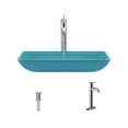 thumbnail image 1 of MR Direct 640 Turquoise Vessel Sink Ensemble with a Chrome finish 718 faucet and pop-up drain., 1 of 7