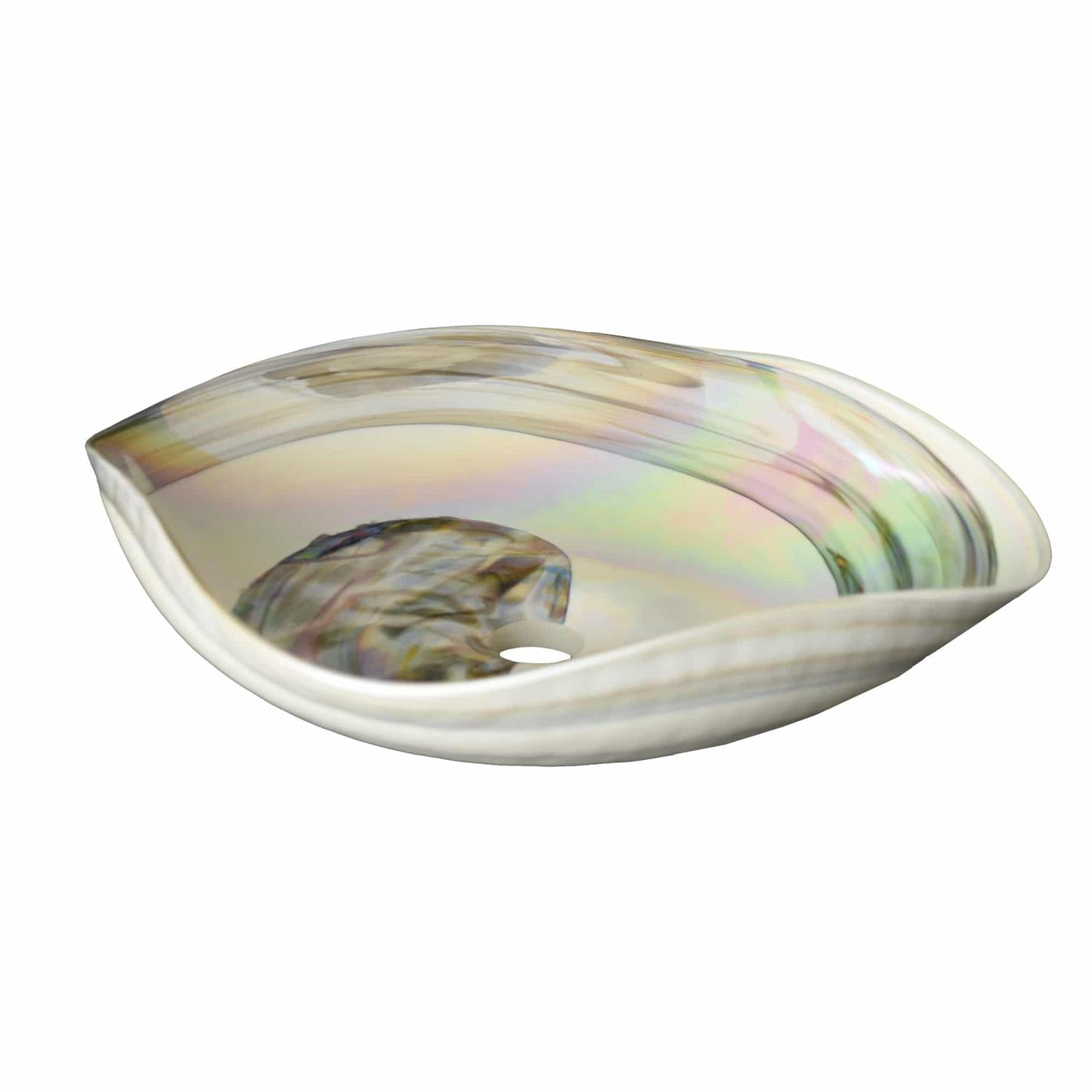 MR Direct MG1515 Abalone Glass 14.75 x 14.75 x 4.00 in Square Vessel Sink