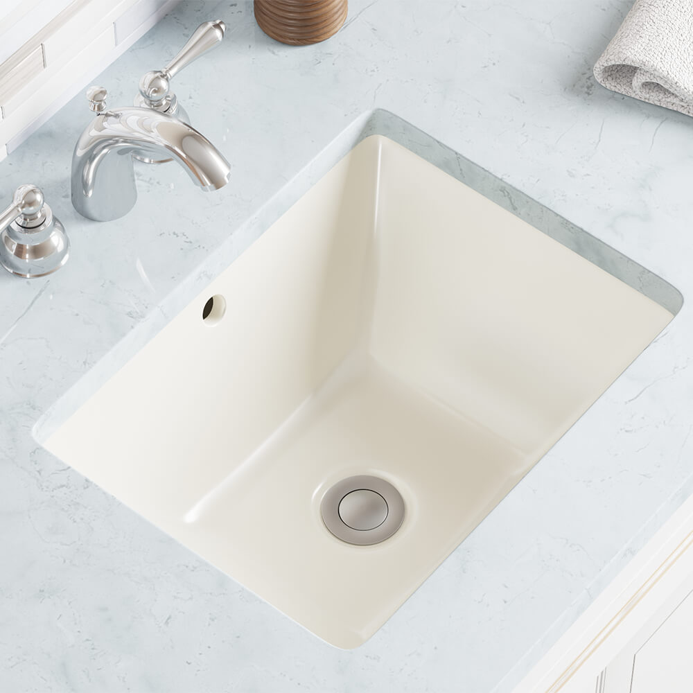 MR Direct U1611Bisque Undermount Porcelain Bathroom Sink, Sink Only