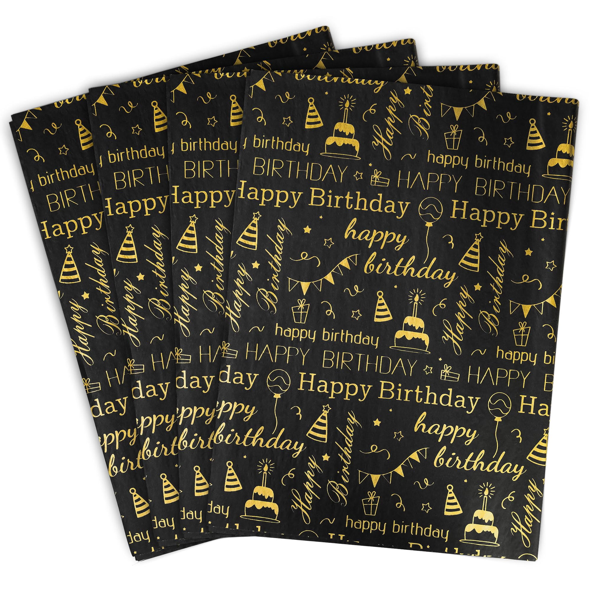 MR FIVE 100 Sheets TSF6 Black & Gold Birthday Tissue Paper - 20