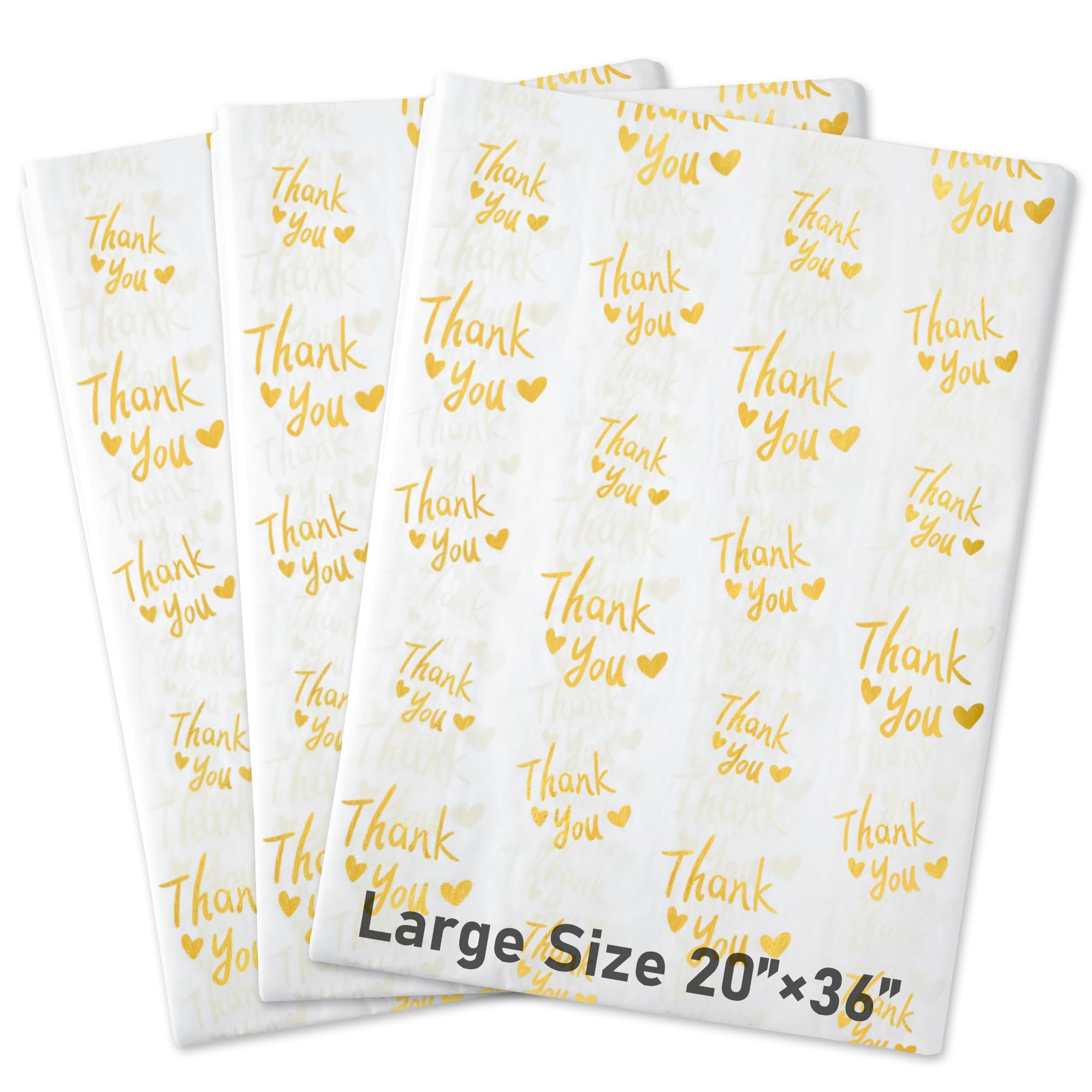 MR FIVE Extra Large MMF7 20" x 36" White with Metallic Gold Thank You