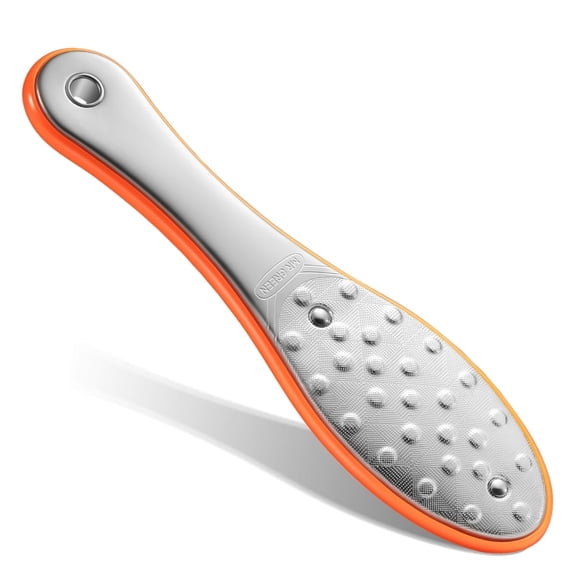 MR.GREEN Foot File Double Sided Pedicure Foot Care Tools Professional Callus Remover Foot Rasp Stainless Steel Foot Scrubber for Feet (Orange)