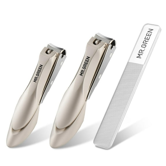 MR.GREEN Nail Clippers Stainless Steel Anti Splash Fingernail Cutter Manicure Tools Bionics Design Pedicure Scissor Nail Trimmer (Nail Clipper Two-Pack (Medium+Large))