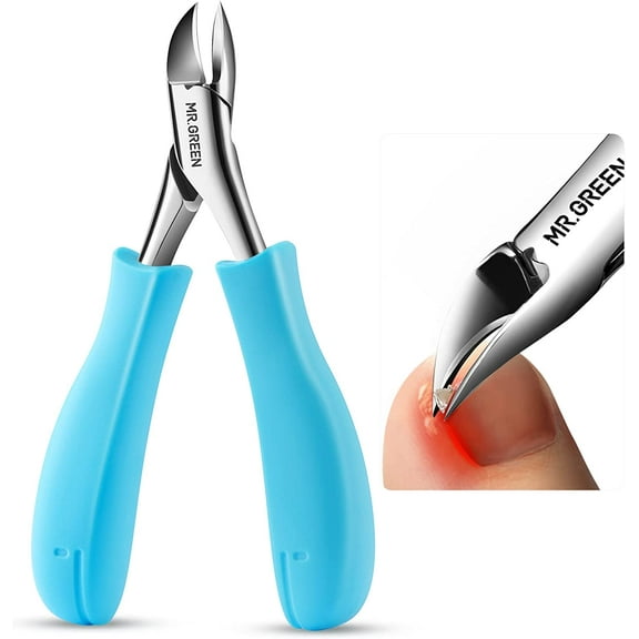 MR.GREEN Nail Clippers Toenail Cutters Anti-Splash Professional Ingrown Thick Hard Nail Scissors Pedicure Tools Manicure Sets (Blue Handle)