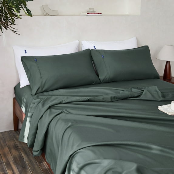 MR&HM Bedding Full Size Sheet Set 4 Pcs, Super Soft Brushed Microfiber Full Sheets, Cozy Bed Sheets for All Seasons (Full Size, Dark Green)