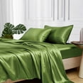 thumbnail image 1 of MR&HM Satin Bed Sheets, Full Sheets Set, 4 Pcs Silky Bedding Set, Sage, 1 of 7