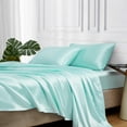 thumbnail image 1 of MR&HM Satin Bed Sheets, King Size Sheets Set, 6 Pcs Silky Bedding Set, Turquoise, 1 of 6