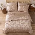 thumbnail image 1 of MR&HM Satin Comforter Set 7 Pieces Full Size - Luxurious Pinch Pleat Bed in a Bag with Satin Comforter, Satin Sheets, Satin Pillowcases & Shams, Silky Soft Bedding Set for All Seasons (Champagne), 1 of 7