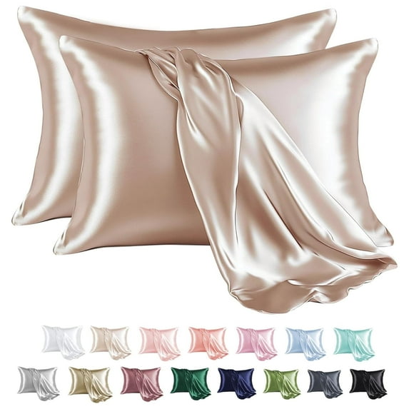 MR&HM Satin Pillow Case, 20x36 King Size Satin Pillowcase Set of 2, 2 Pack Satin Silky Pillowcase for Hair and Skin, 20x36, Champagne