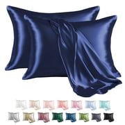 MR&HM Satin Pillow Case, 20x36 King Size Satin Pillowcase Set of 2, 2 Pack Satin Silky Pillowcase for Hair and Skin, 20x36, Navy Blue