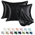 thumbnail image 1 of MR&HM Satin Pillow Case, 2 Pack Satin King Silky Pillowcase for Hair and Skin, Satin Pillowcase Set of 2, 20x40, Black, 1 of 7