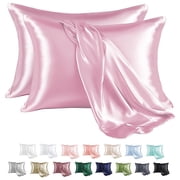 MR&HM Satin Pillow Case, 2 Pack Satin Queen Silky Pillowcase for Hair and Skin, Satin Pillowcase Set of 2, 20x30, Pink