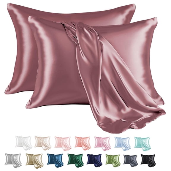 MR&HM Satin Pillow Case, 2 Pack Satin Queen Silky Pillowcase for Hair and Skin, Satin Pillowcase Set of 2, 20x30, Rose Taupe