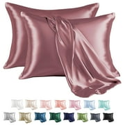 MR&HM Satin Pillow Case, 2 Pack Satin Standard Silky Pillowcase for Hair and Skin, Satin Pillowcase Set of 2, 20x26, Rose Taupe