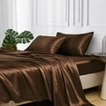 thumbnail image 1 of MR&HM Satin Sheet Set Twin XL 3 Pcs, Silky Elegant Luxurious Twin XL Bed Sheets, with Flat Sheet, Deep Pocket Fitted Sheet for Mattress and Matching Satin Pillow Case (Twin XL Size, Brown), 1 of 7