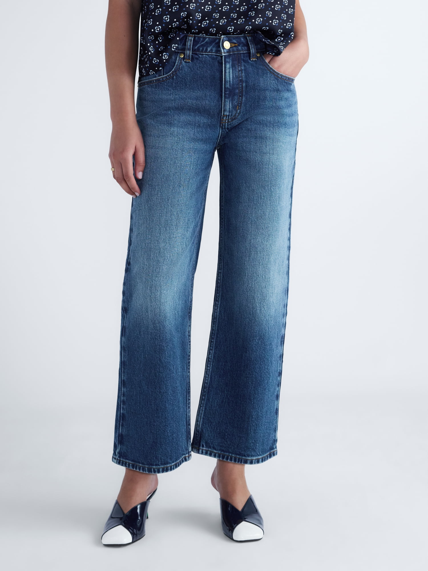 Free Assembly Women's Cropped Kick Flare Jeans, 27” Inseam, Sizes 0-18