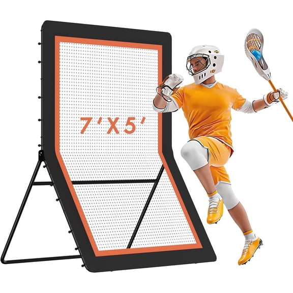 MR Lacrosse Rebounder 7x5, Throwback Net with 5 Bounce Back Rebound Angles, Pitch Back Return Net, Rebound Wall for Lacrosse, Baseball, Softball, Soccer, Football, Basketball, Volleyball, Tennis