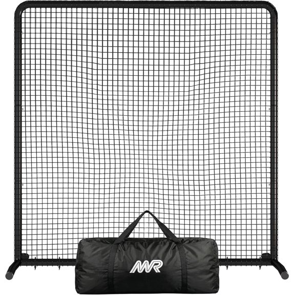 MR Professional Baseball Pitching Screen 10x10FT, Baseball Softball Pitching Net Protective Screen for Field, Large Steel Frame Square Fungo Screen for Training