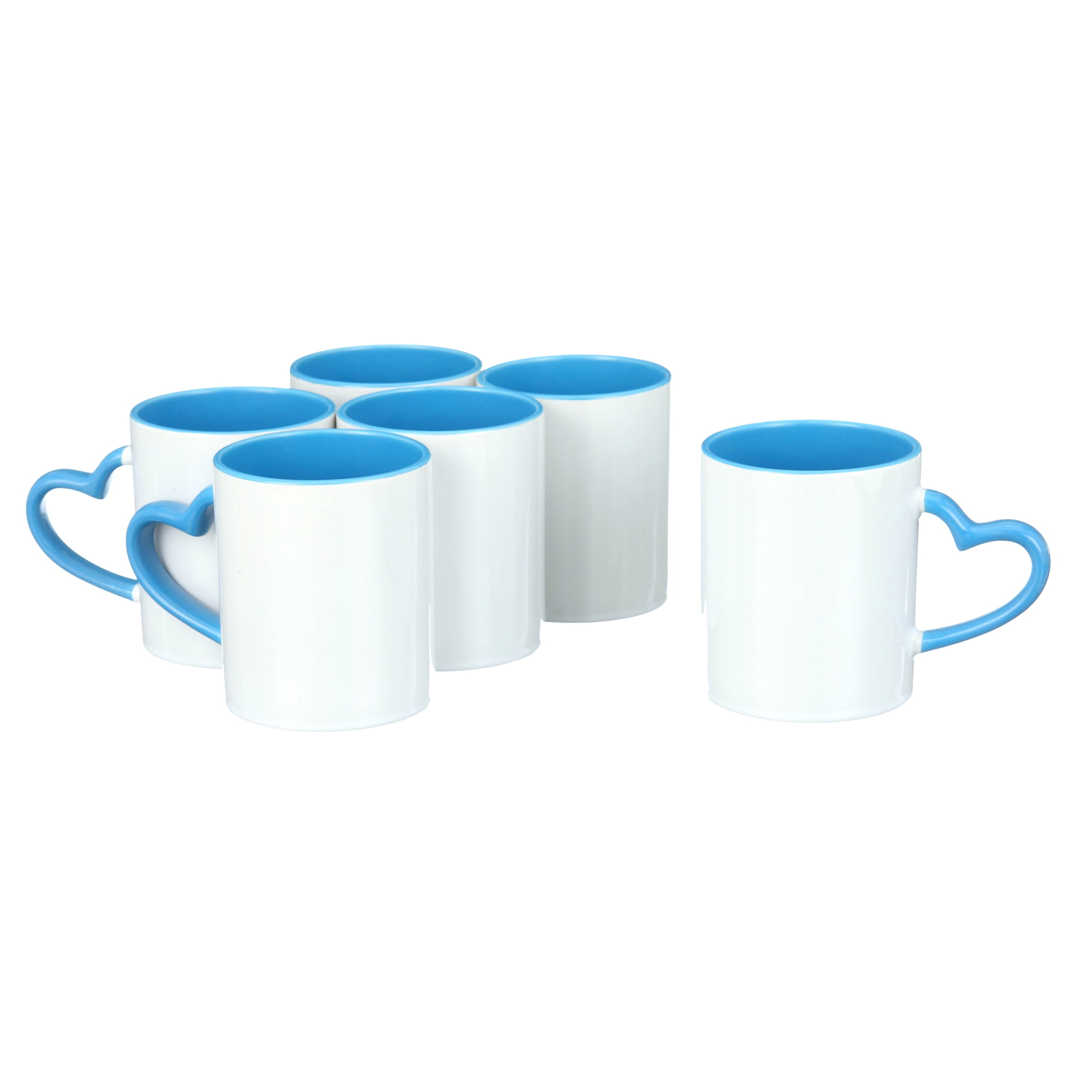 MR.R 11oz Sublimation Blank Coffee Mugs,Cup Blank White Mug Cup with Green  Color Mug Inner and Handle,Set of 2
