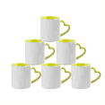 thumbnail image 1 of MR.R 11oz Set of 6 Sublimation Blank Coffee Mugs,Cup Blank White Mug Cup with Yellow Inner Color Mug and Heart Handle, 1 of 1