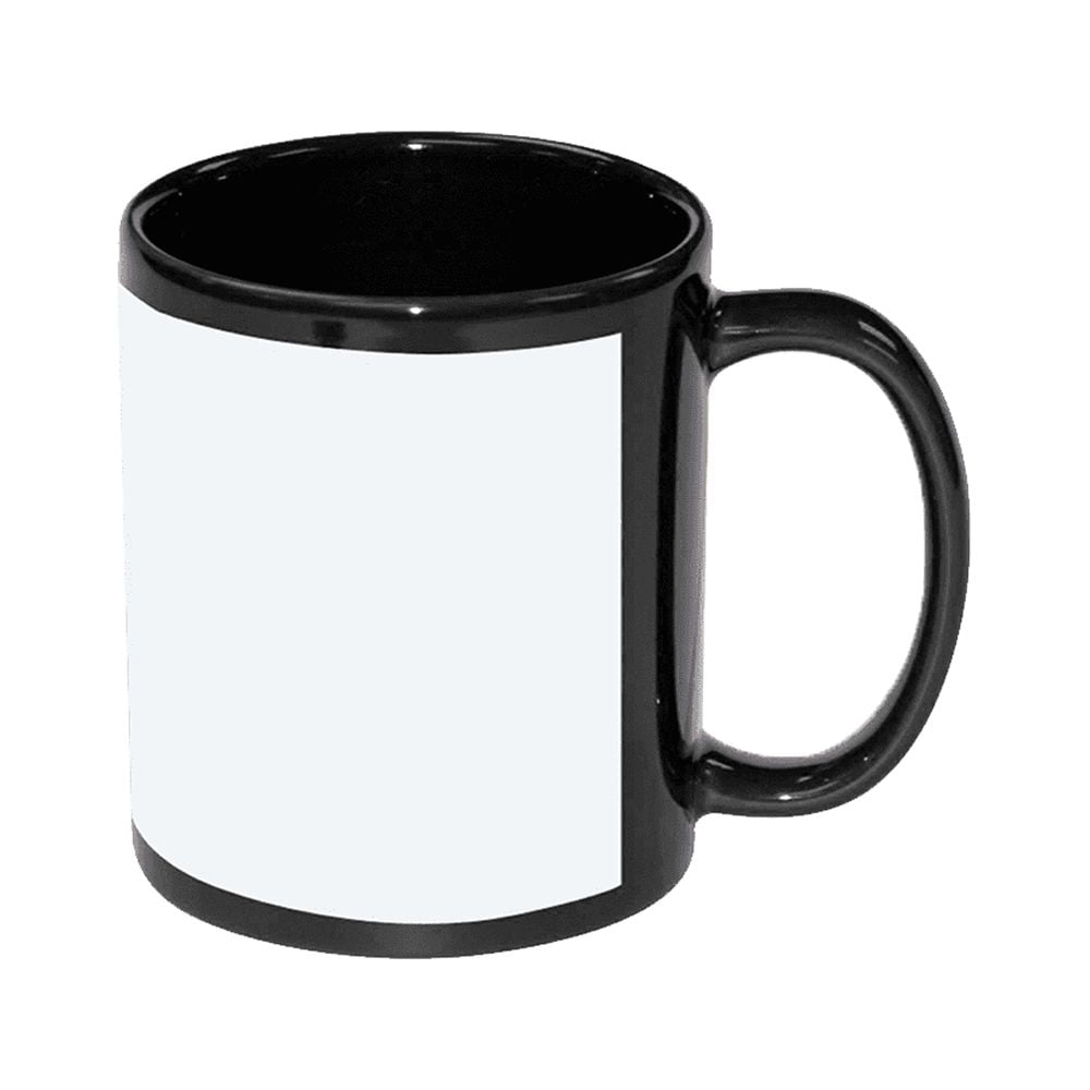 MR.R Set of 6 Sublimation Blanks Dishwasher Ceramic Coffee Mugs,11oz Mug  with Spoon and Handle Drinking Cup Mug For Milk Tea Cola Water (Black)