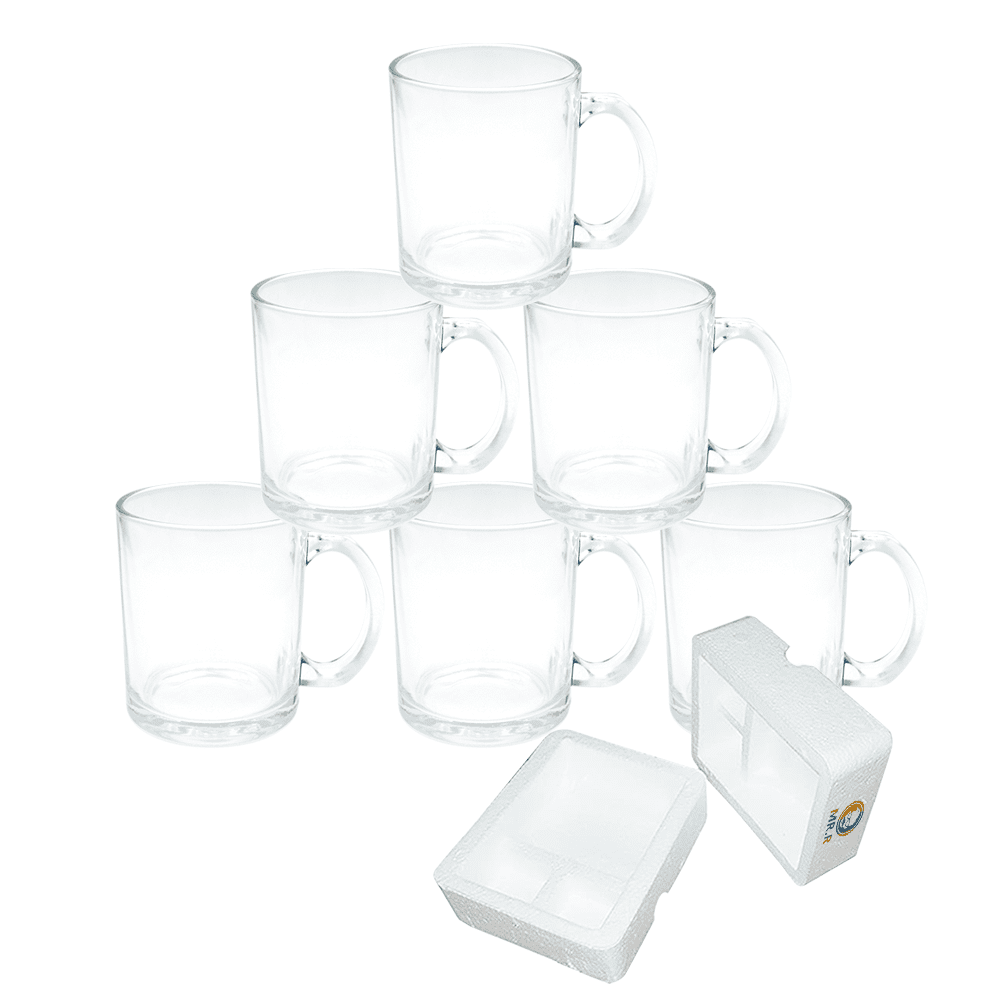 Window Mug MR.R, 11oz Sublimation Glass Mug, Set of 6, Clear Transparent - Walmart.com
