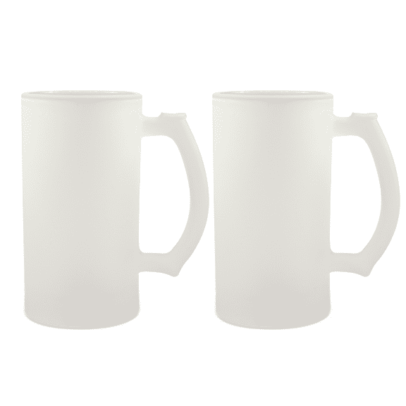 MR.R 2 Pack Sublimation Blanks 16oz Glass Mug,DIY Glass Mug for Beer (Frosted)