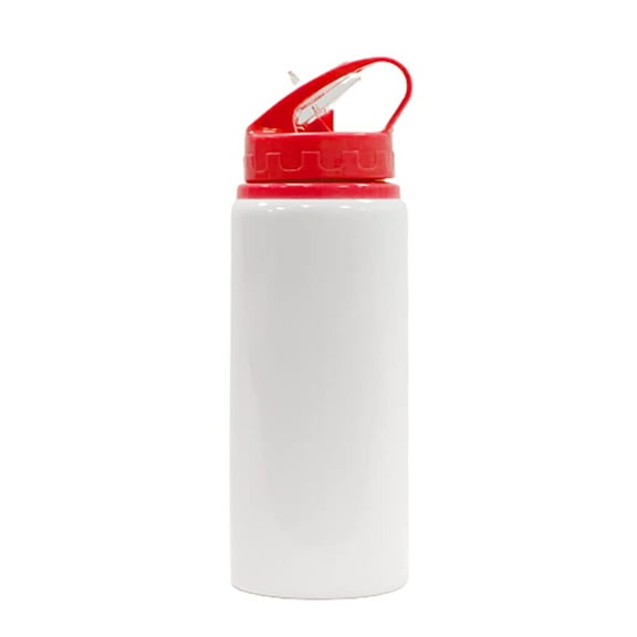 MR.R 20oz Sublimation Blanks White Sport Aluminum Bottle Portable 600ml for Heat Transfer Printing (Red)