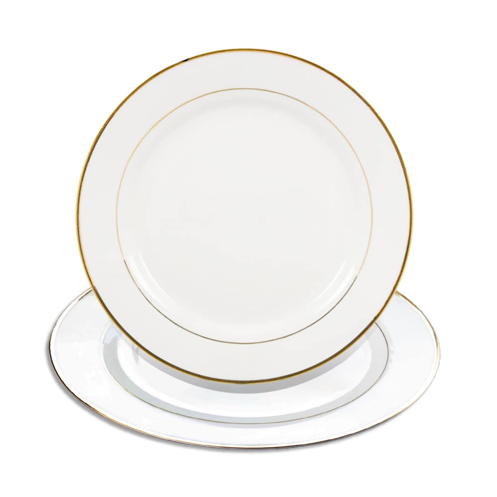 MR.R Set of 2 Sublimation Blanks White Ceramic Gold Rim Plate with