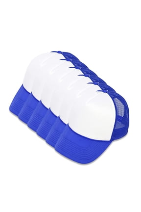 Sublimation Blank Polyester Mesh Cap Mesh Hat Two Tone Trucker Summer Mesh Cap with Adjustable Snapback,Blue,6 Pieces per Pack
